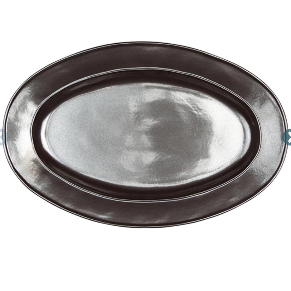 Juliska | Gray Pewter Stoneware Metallic 15” Oval Platter Retired